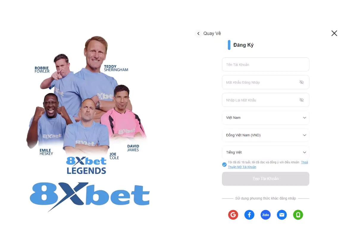Hướng dẫn đăng ký 8xbet siêu dễ dàng